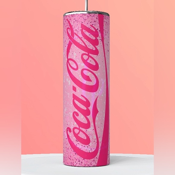NWT Coca Cola pink 20 oz stainless steel tumbler/open-close slide lid/straw/box